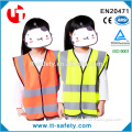 CE light weight two tone reflective safety children's kids high visibility waistcoats with hook and loop Closure